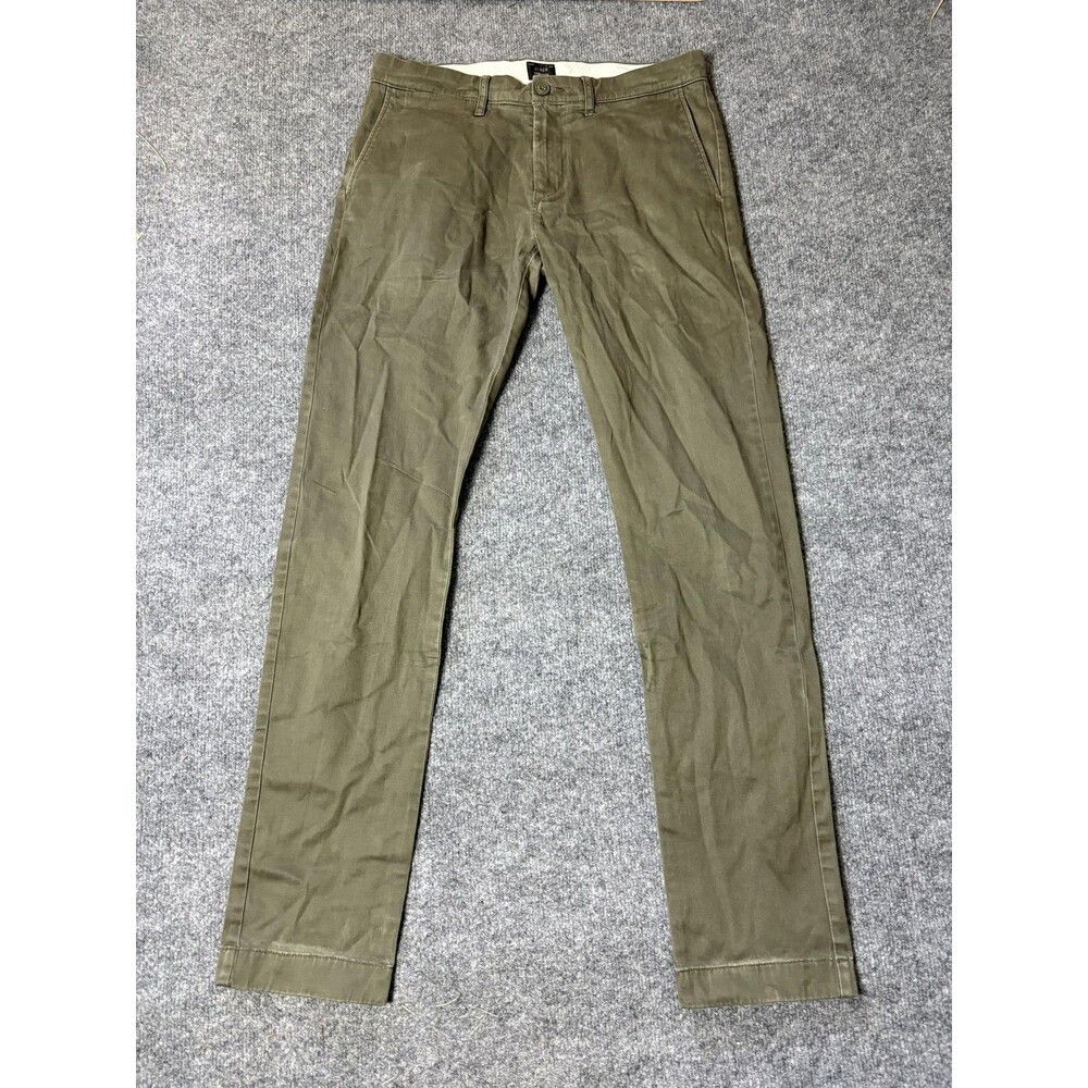 J.CREW Chino Pants Mens 31x32 Green Slim Fit Stretch Straight Flat Front Casual